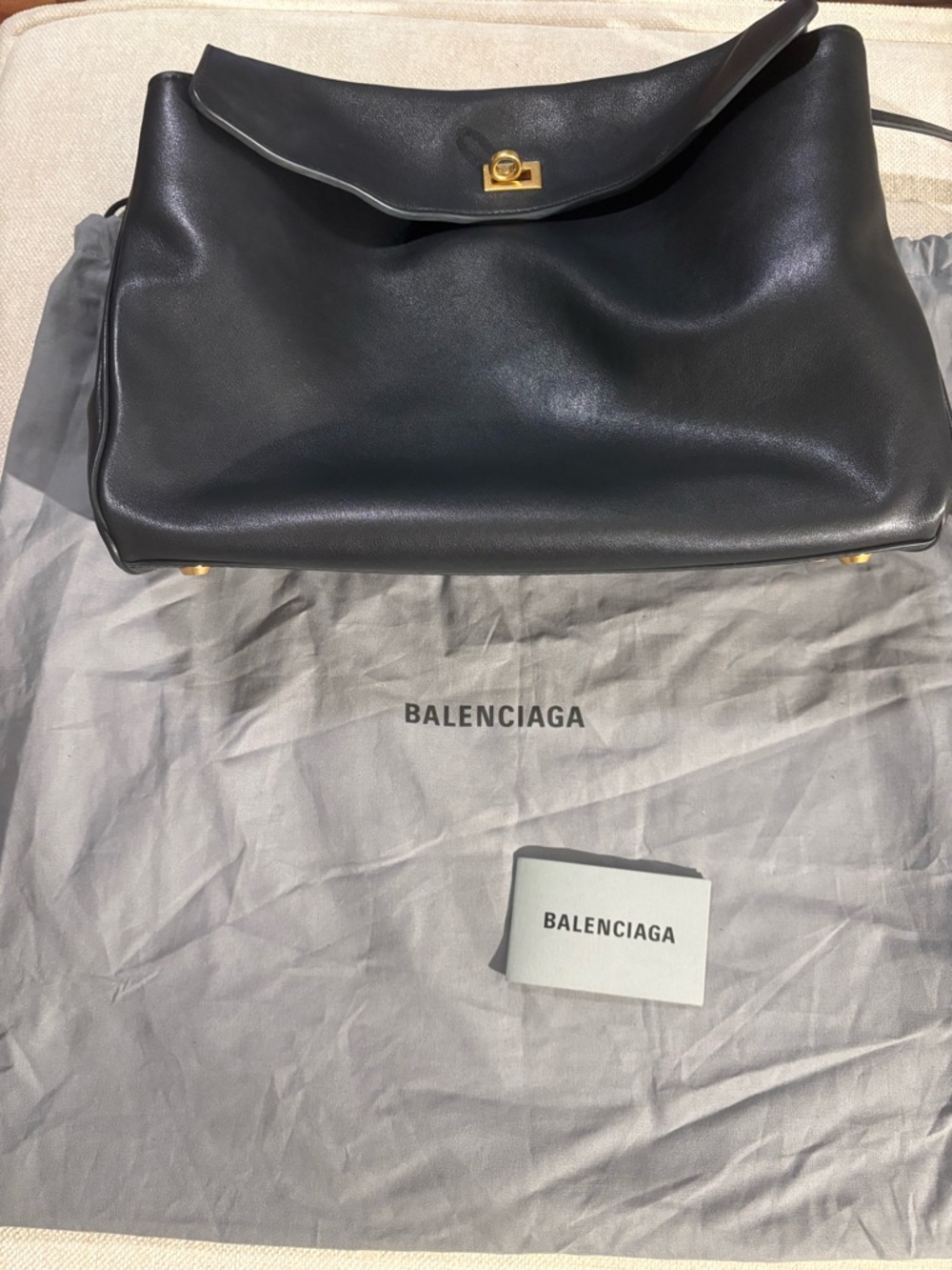 Balenciaga Black Leather Shoulder Bag with Gold Hardware - Picture 2 of 9